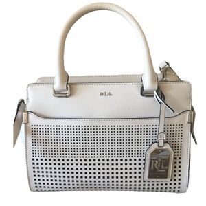 Lauren Ralph Lauren “Sutton” White Leather Satchel